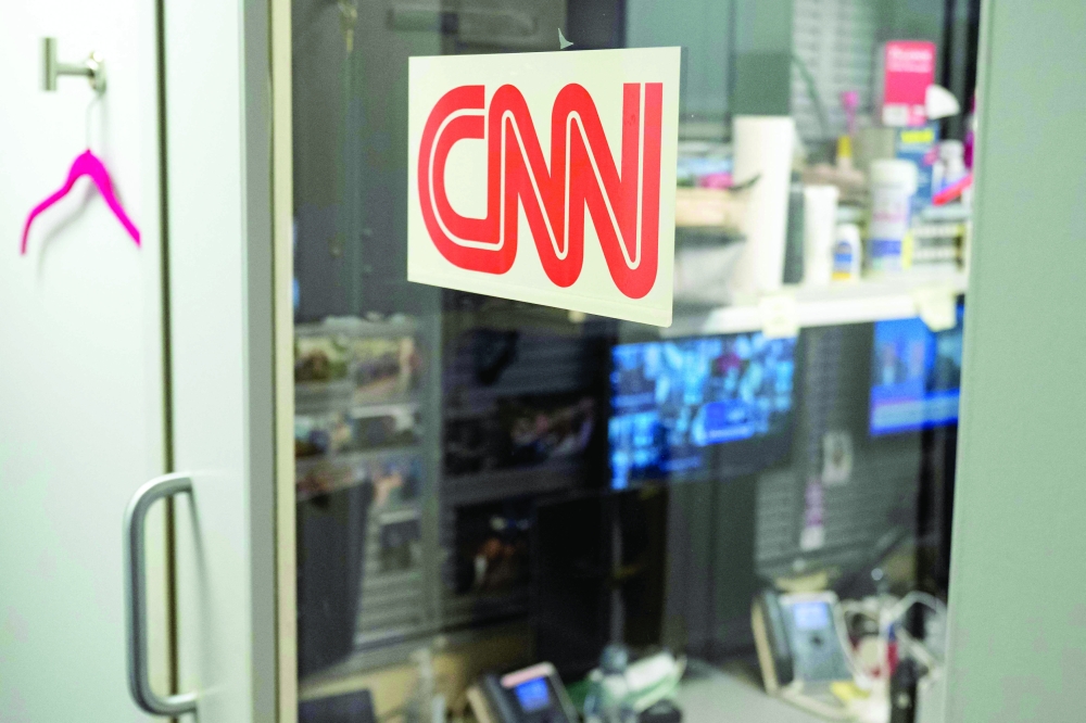 CNN's broadcast booth is seen in the press area of the White House in Washington, DC. — AFP