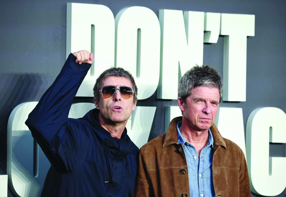 British Musicians and Oasis singers Liam Gallagher and Noel Gallagher— AFP