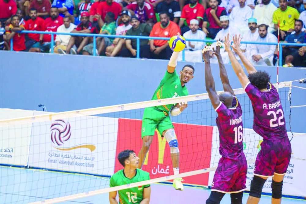 Oman Volleyball team in a match during West Asian event