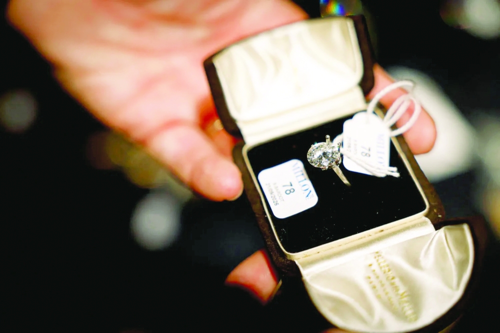 A family ring belonging to Brigitte Bardot at the preview exhibition of personal belongings once owned by the late French actress