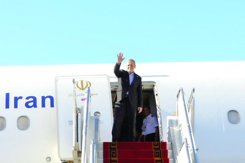 Iranian President Masoud Pezeshkian waves before departing for New York, at Mehrabad Airport in Tehran. — Reuters 