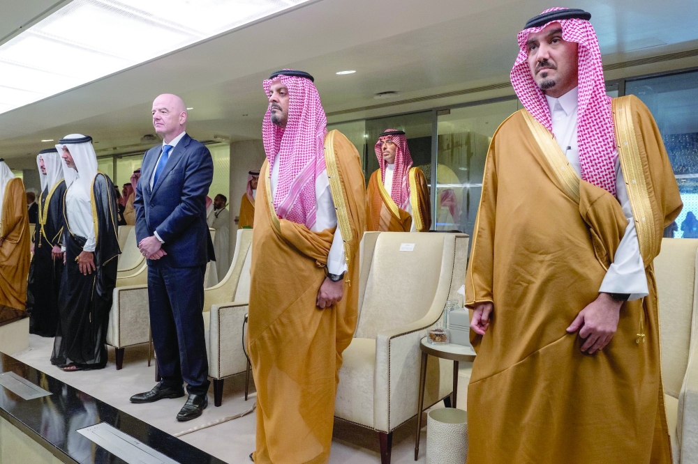 Fifa president Gianni Infantino with other dignitaries during the 27th Gulf Cup opening ceremony in Jeddah.