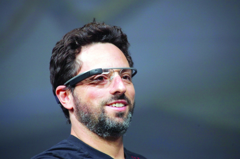 Sergey Brin wearing Google's Glass product in San Francisco.