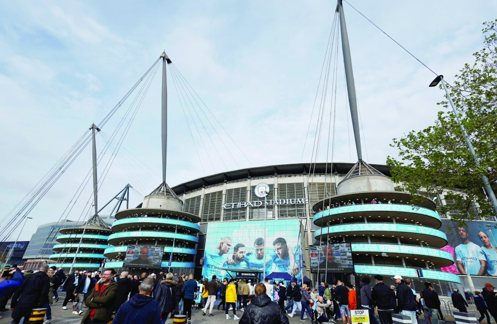 FILE PHOTO: Soccer Football - Premier League - Manchester City v Brentford - Etihad Stadium, Manchester, Britain - May 9, 2026
General view of fans outside the stadium before the match Action Images via Reuters