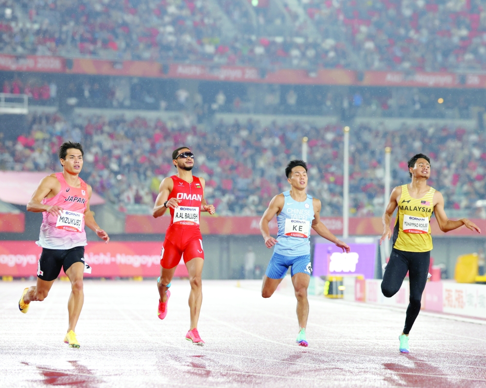 Ali al Balushi finishing fourth in the men’s 200m final.