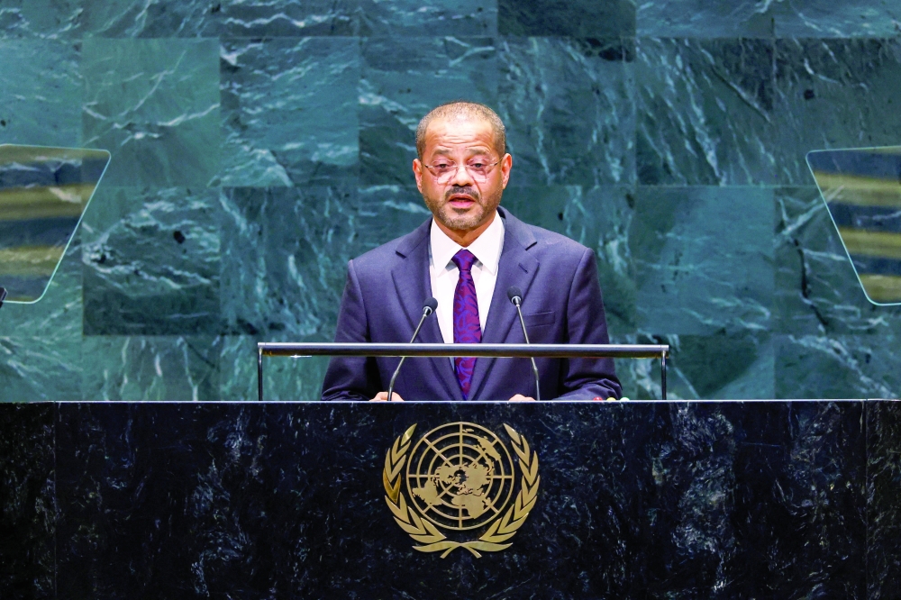Sayyid Badr bin Hamad al Busaidi, Foreign Minister, addresses the 81st United Nations General Assembly at UN headquarters in New York City, US.