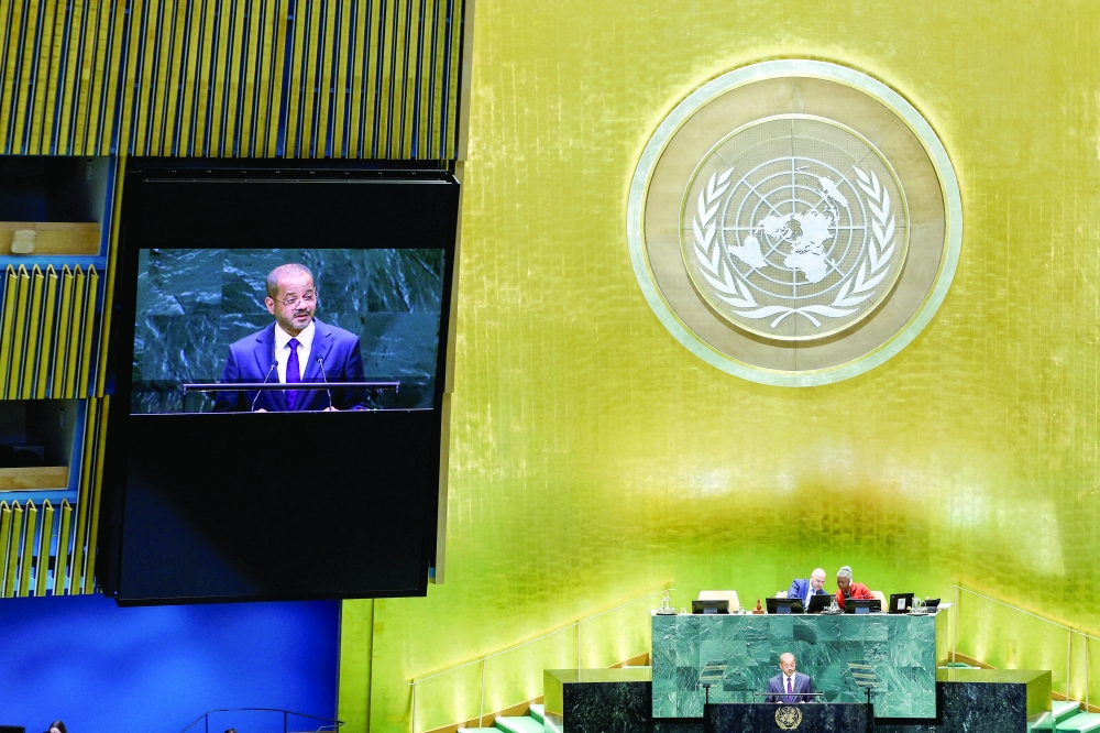 Sayyid Badr bin Hamad al Busaidi, Foreign Minister, addresses the 81st United Nations General Assembly at UN headquarters in New York City, US.