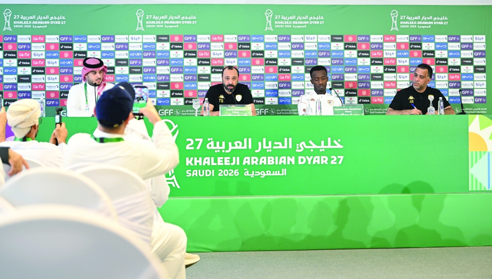 Oman head coach Tarik Sektioui during the press conference. — Abdulwahid al Hamadani