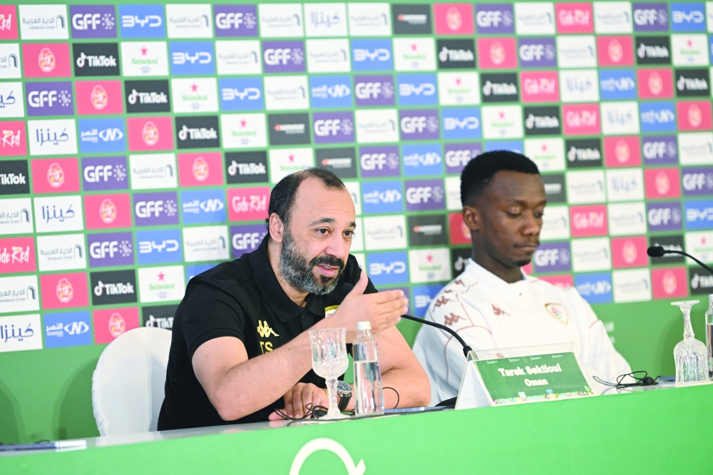 Oman head coach Tarik Sektioui at the Oman-Kuwait pre-match press conference. — Abdulwahid al Hamadani