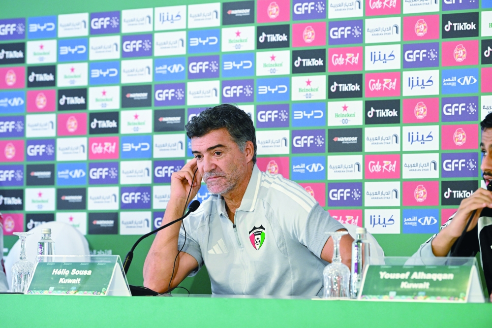 Kuwait coach Helio Sousa at the Oman-Kuwait pre-match press conference. — Abdulwahid al Hamadani