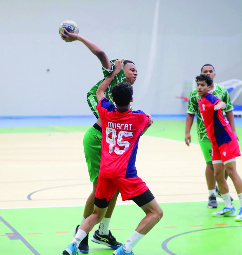 Muscat and Al Ittihad players in action during the Oman Junior Handball League.