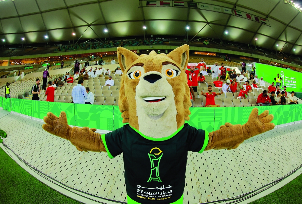 General view of Gulf Cup mascot Dhiban inside the stadium before the Gulf Cup Group A match between Oman and Kuwait at Prince Abdullah Al Faisal Sports City Stadium, Jeddah. — Reuters