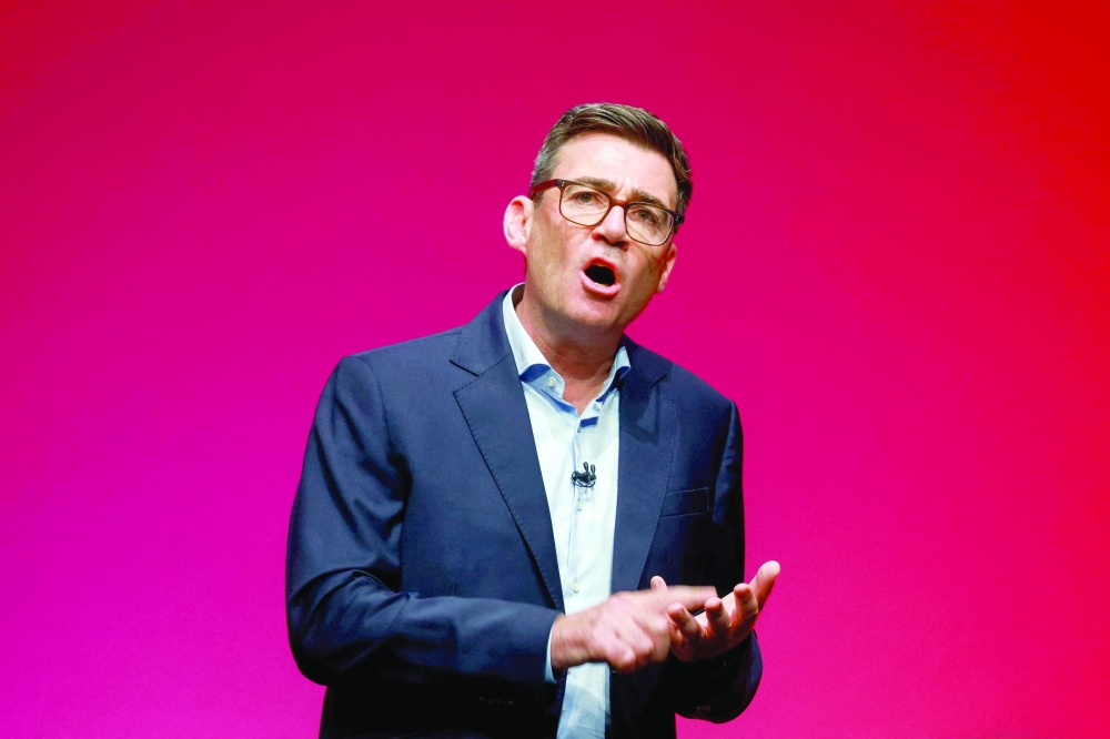 British PM Andy Burnham speaks on stage at the Labour Party's annual conference in Liverpool. — Reuters 