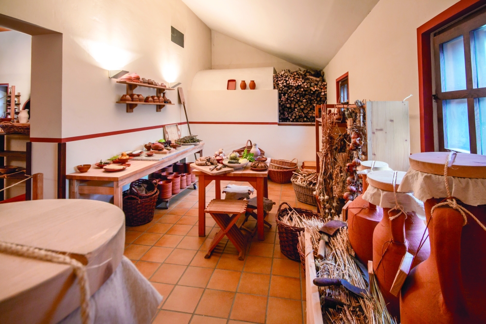 Pantry during the Roman kitchen days at the Roman Villa Borg Archaeological Park.