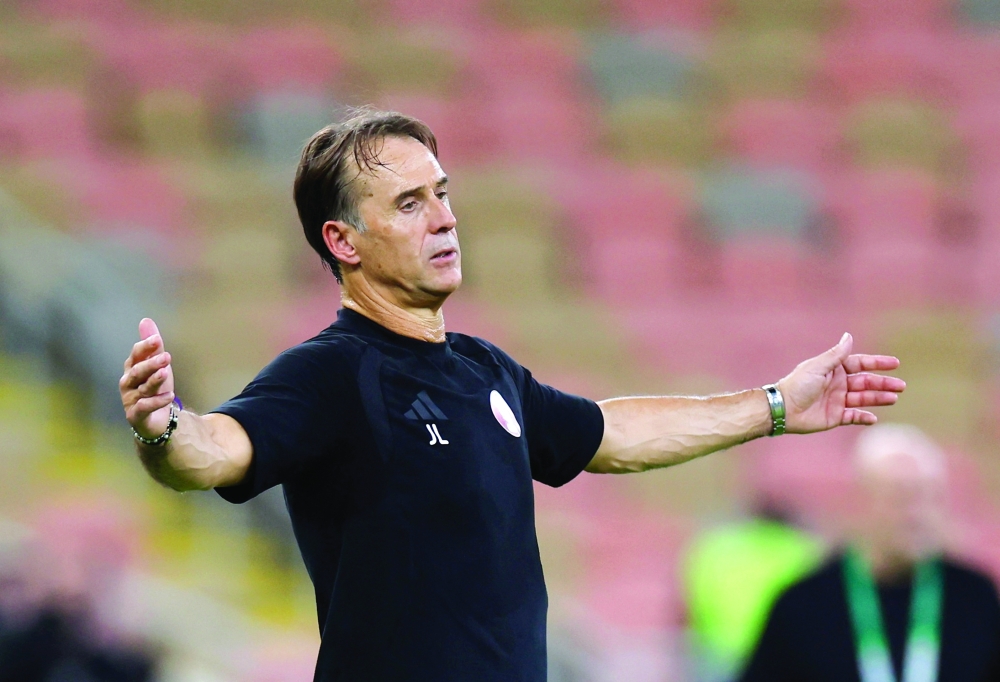 Qatar coach Julen Lopetegui reacts during the match against Yemen. — Reuters