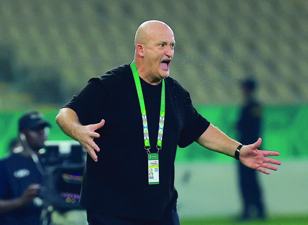 Yemen coach Noureddine Ould Ali reacts during the match against Bahrain. — Reuters