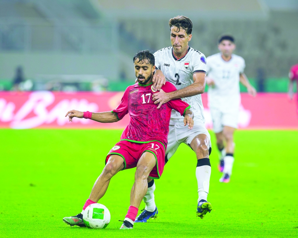 Oman and Iraq players in action during the Gulf Cup 27 in Jeddah.