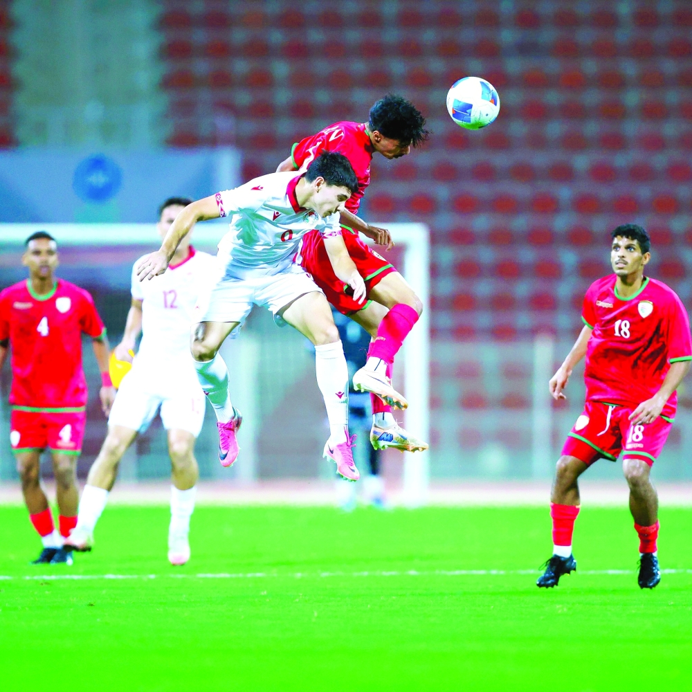 Oman Olympic team players in action during their 2-0 friendly win over Tajikistan in Muscat.