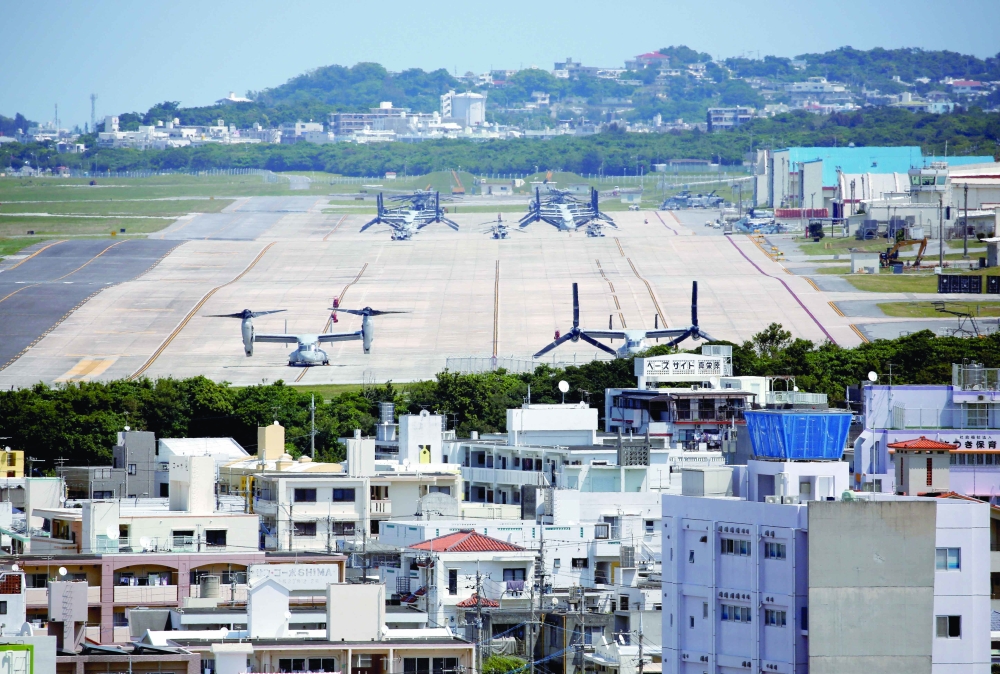 US Marine Corps MV-22 Osprey aircraft at the US Marine Corps' Futenma Air Station in Ginowan, Okinawa, Japan. — Reuters file photo