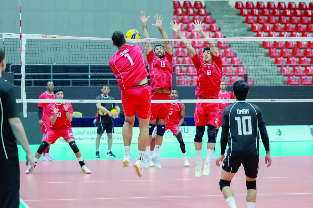 Oman’s men’s national volleyball team during a training session ahead of the 24th Arab Men’s Volleyball Championship in Jordan.