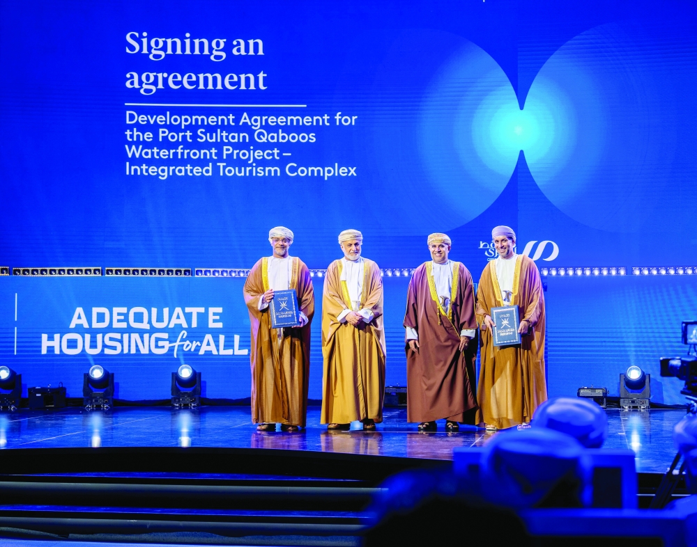 Officials at the signing of the Port Sultan Qaboos Waterfront agreement in Muscat.