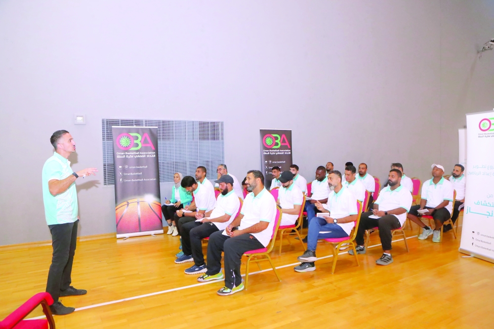 Fiba instructor Amir Eid is leading the five-day programme at the Sultan Qaboos Sports Complex in Bausher. — Ammar al Musafir
