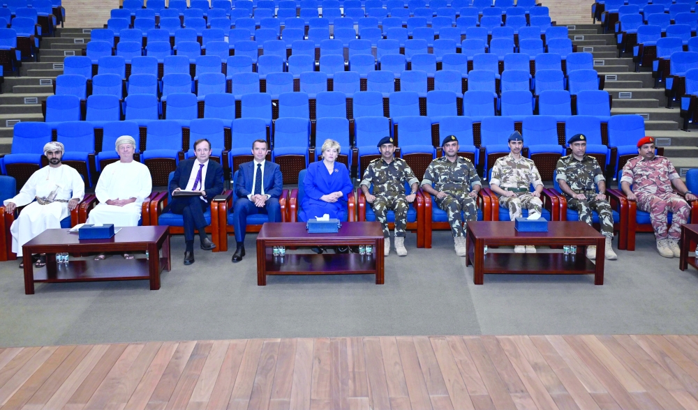 The UK parliamentary delegation with officials during the briefing at the Maritime Security Centre. — ONA