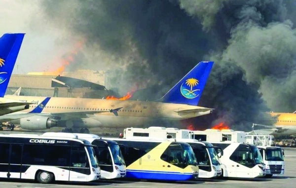 Saudi says three killed at airport as Yemen war expands