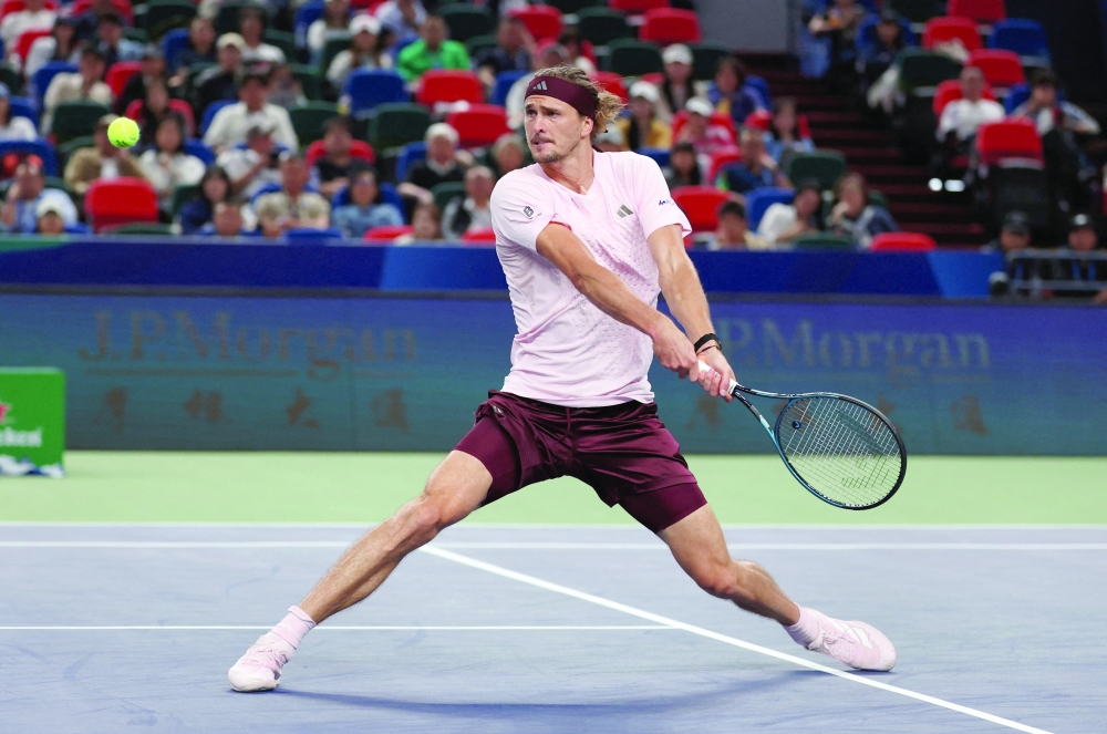 Germany's Alexander Zverev in action during his round of 32 match against France's Quentin Halys. — Reuters