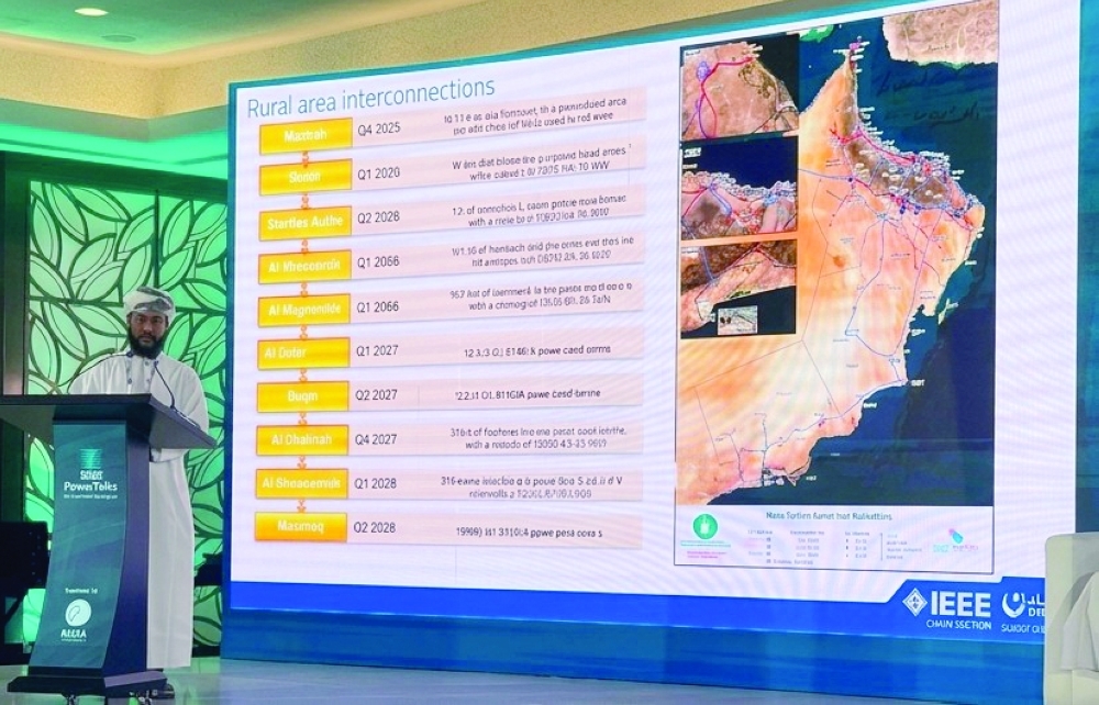 Ahmed Sulaiyem al Omairi, Senior System Studies Engineer at OETC, during IEEE PowerTalks 2026 in Muscat.