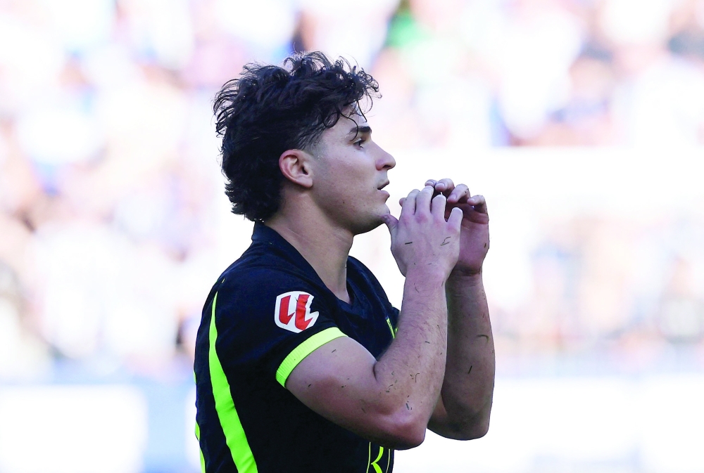 Atletico Madrid's Julian Alvarez reacts. — REUTERS