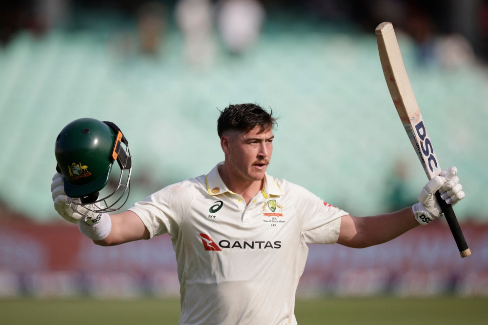 Australia's Matt Renshaw acknowledges the crowd after his dismissal by South Africa's Simon Harmer on day two of the first Test match  