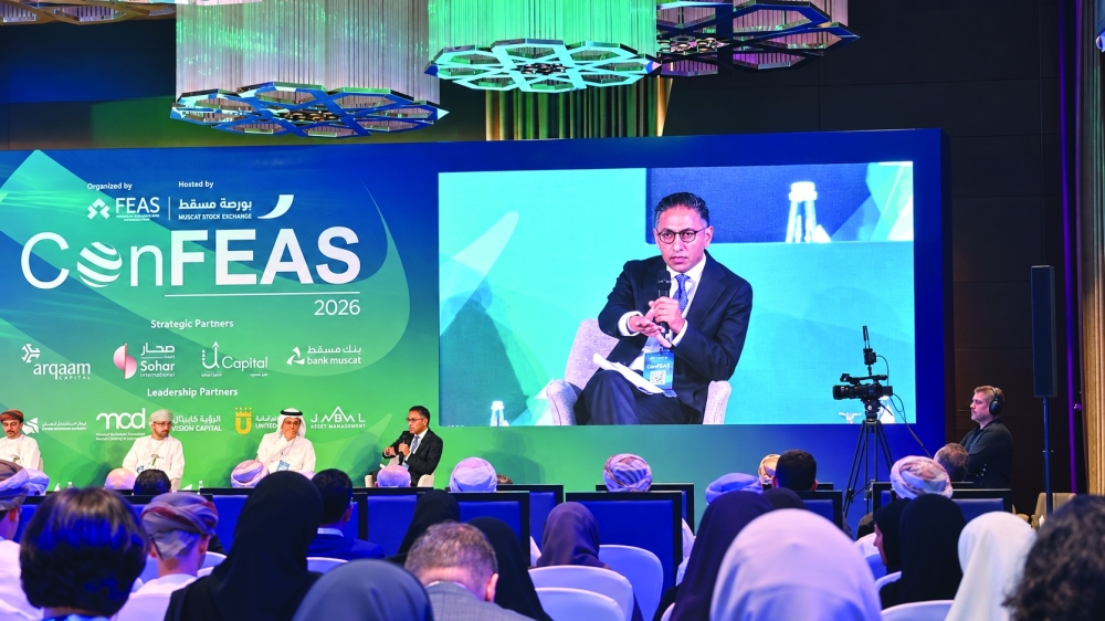 Ehsan Khoman, Macro Strategist at BlackRock, speaks at the ConFEAS 2026 in Muscat.