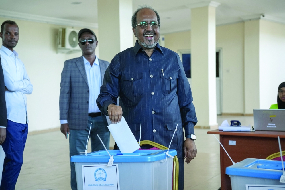 Somali President Hassan Sheikh Mohamud casts his ballot during local council elections in Mogadishu in December 2025. — AFP file photo