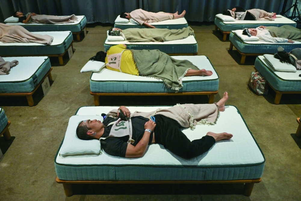 Participants attempt to achieve the deepest sleep during the contest.