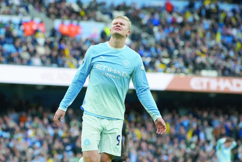 Manchester City's Erling Haaland reacts. —  REUTERS