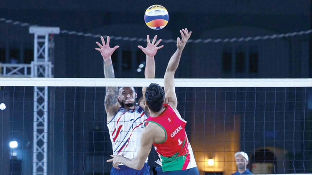 Oman B players in action during their victory over France.