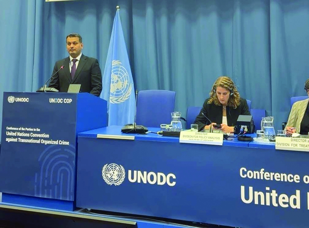Nasr bin Khamis al Sawa’ee, Attorney General, addresses the 13th session of the Conference of the Parties in Vienna. — ONA