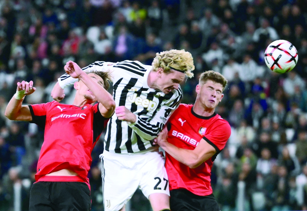 Juventus' German forward #27 Nick Woltemade tries to score during the UEFA Europa League - 1st round day 3 football match between Juventus and Rennes at the Allianz stadium in Turin, on October 22, 2026. (Photo by Marco BERTORELLO / AFP)
