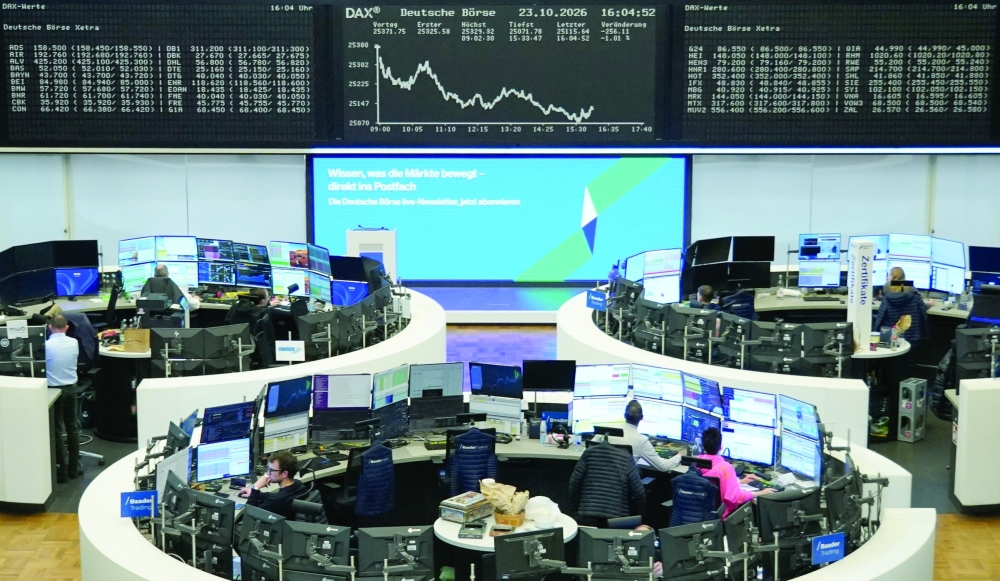 The German share price index DAX graph is pictured at the stock exchange in Frankfurt.