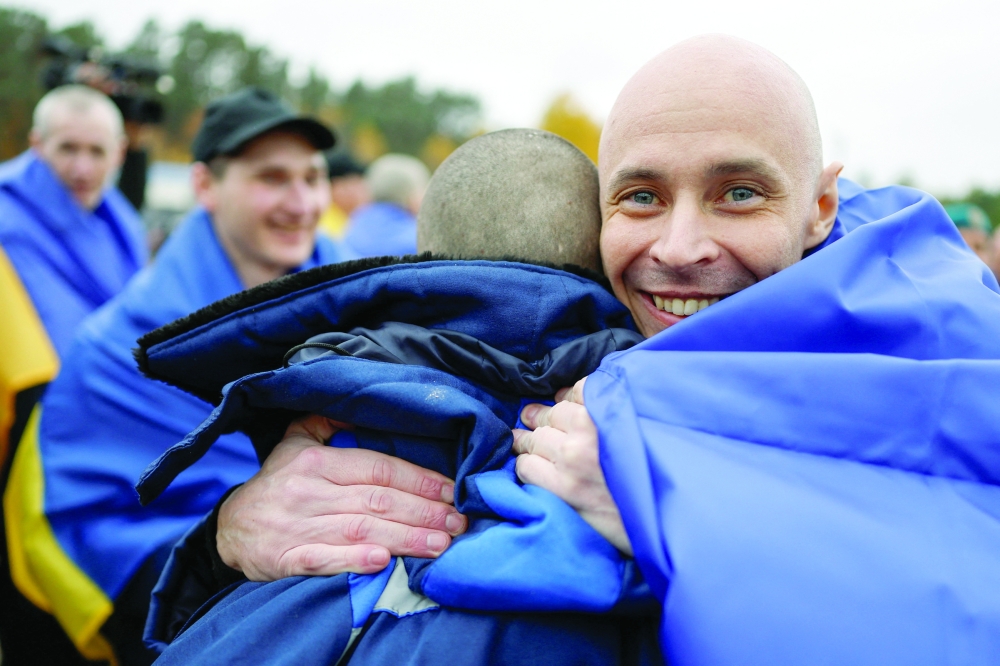 Ukrainian POWs after a swap, amid Russia's attack on Ukraine, at an undisclosed location in Ukraine. 