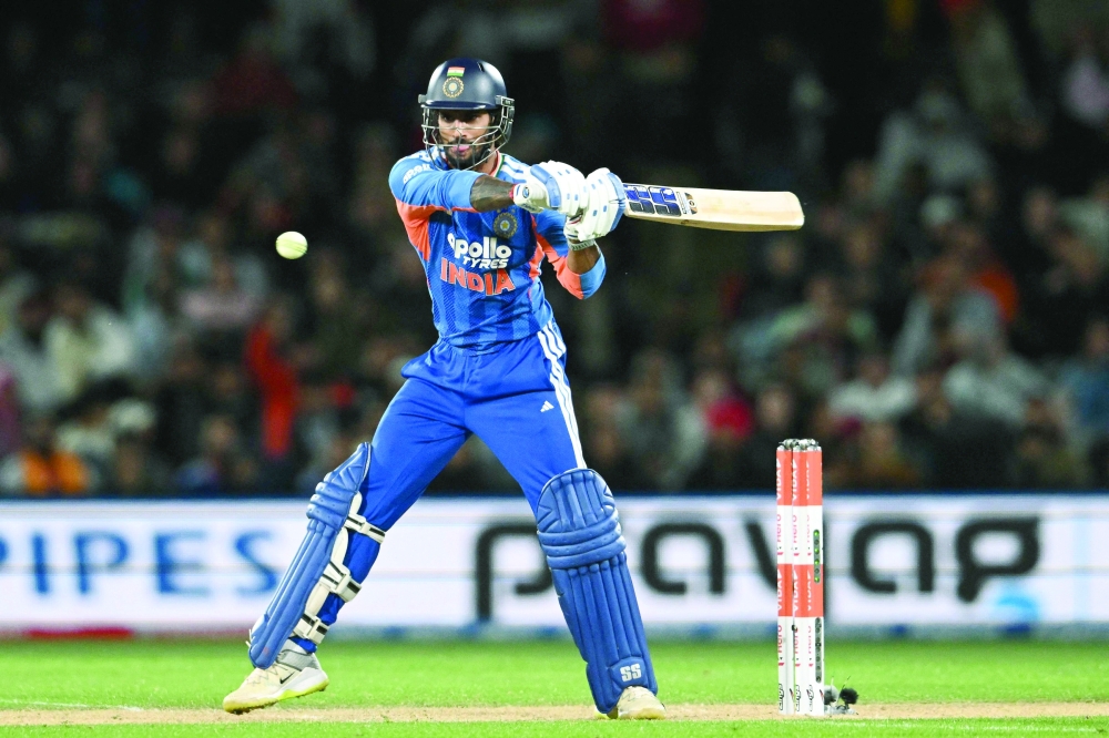 India's Tilak Varma bats during the second Twenty20 international cricket match between New Zealand and India at Hagley Oval in Christchurch on October 24, 2026. (Photo by Sanka VIDANAGAMA / AFP)

