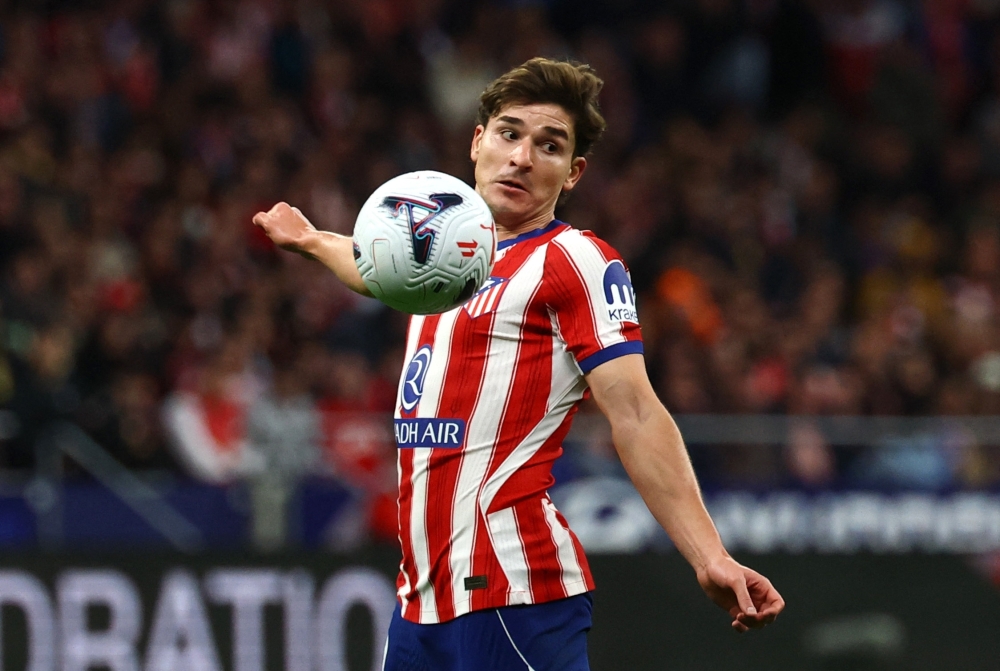  
Atletico Madrid's Julian Alvarez in action 