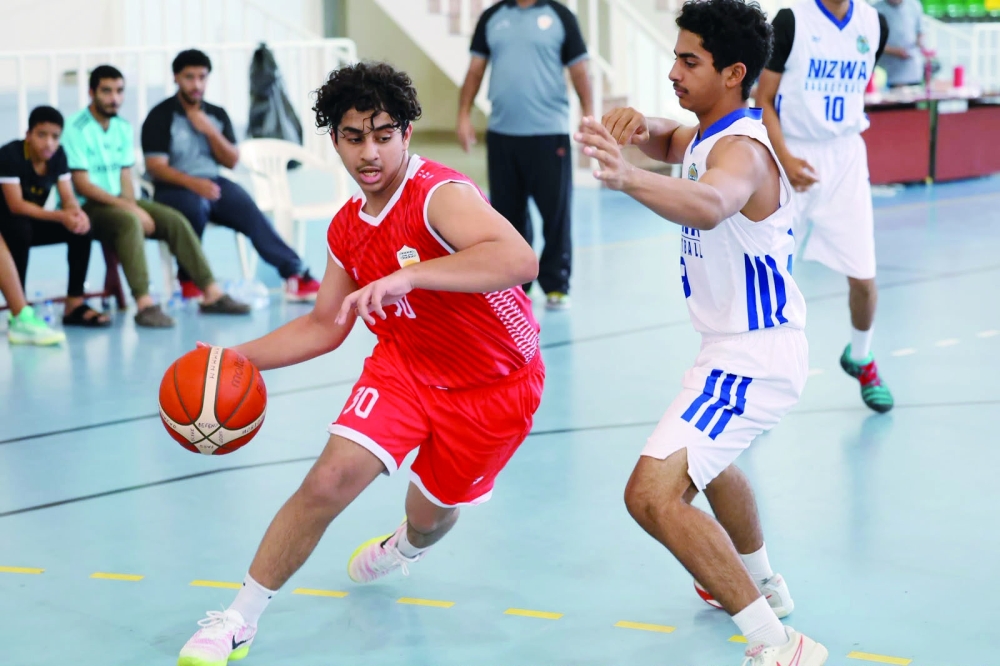 Nizwa players in action during their 47-33 victory over Oman Club in the Under-17 Basketball League. — Ammar al Musafir