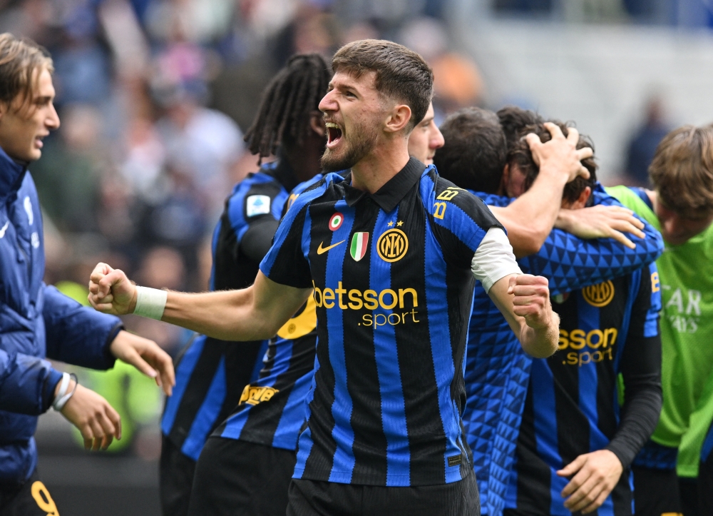  
Inter Milan's Petar Sucic celebrates after the match 