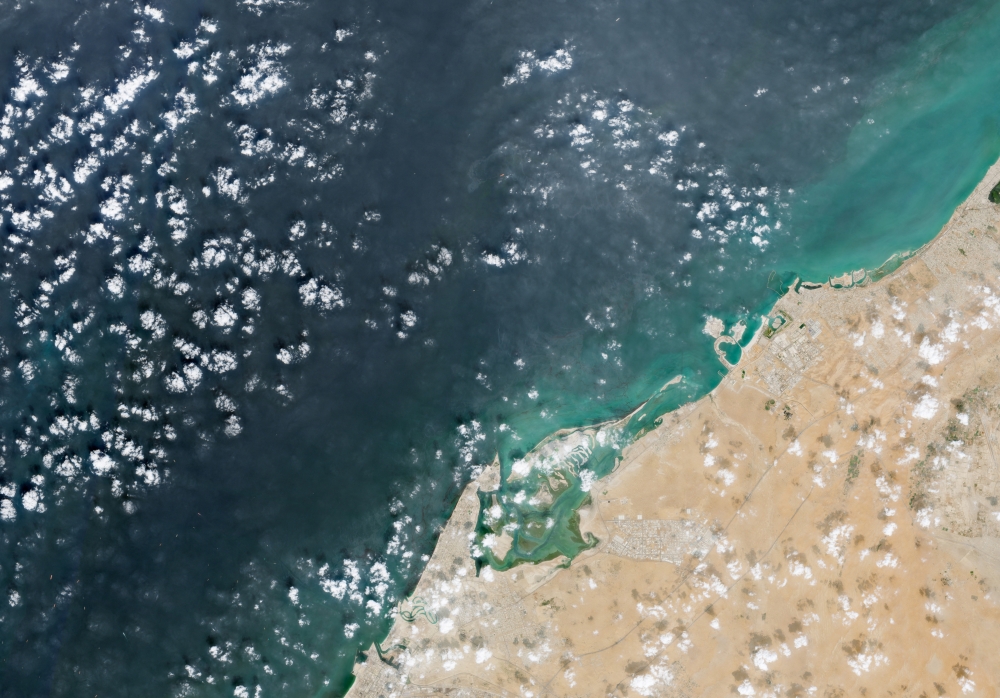Satellite imagery shows a widened oil spill from a damaged tanker vessel near UAE shores, off the coast of United Arab Emirates October 24, 2026. 