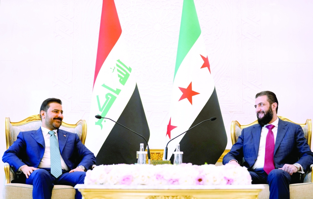 Iraq's Prime Minister Ali al Zaidi meets Syrian President Ahmed al Sharaa in Damascus 