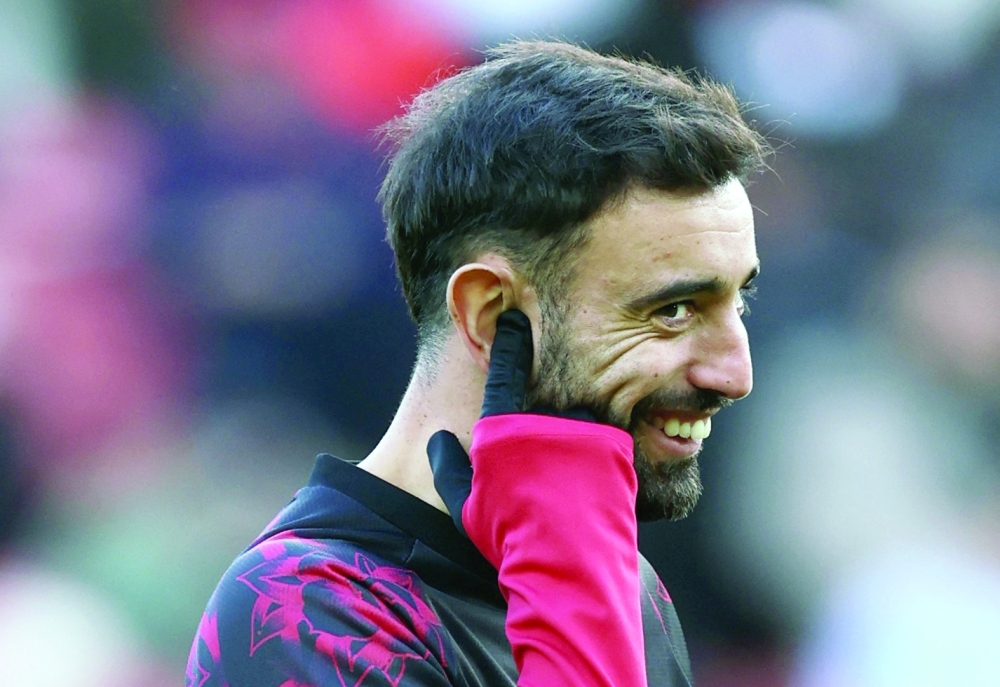 Manchester United's Bruno Fernandes during the warm up before the match against AFC Bournemouth on October 25. — Reuters