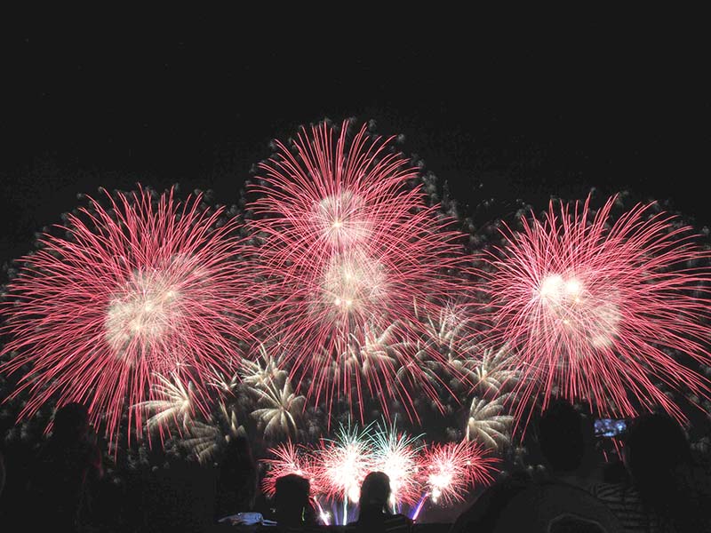 Spectators watch the Philippine fireworks in the skies during the 6th World Pyrotechnics Olympics in Manila