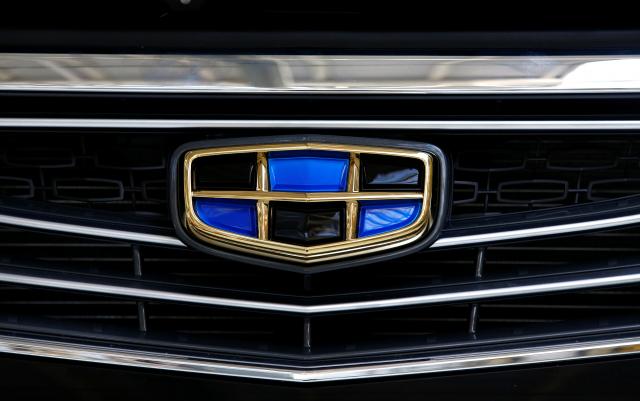 A logo of Geely automobile company is seen on a car at the Belarusian-Chinese closed joint-stock company BelGee plant in Zhodino